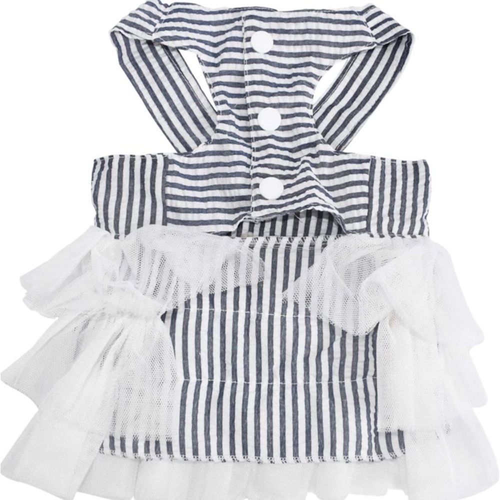 NEW Pet Cat Dog Dress Bowknot Striped Tutu Fancy Dress Breed Dogs XS